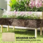 Outsunny 2-Tier Raised Garden Bed with Trellis, Elevated Planter Box for Climbing Plants, Natural - Image 6