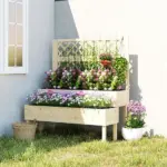 Outsunny 2-Tier Raised Garden Bed with Trellis, Elevated Planter Box for Climbing Plants, Natural - Image 10