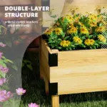 Outsunny 2 Tier Raised Garden Bed with Trellis, Wooden Elevated Planter Box with Legs and Metal Corners, for Vegetables, Flowers, Herbs, Natural - Image 5
