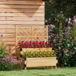 Outsunny 2 Tier Raised Garden Bed with Trellis, Wooden Elevated Planter Box with Legs and Metal Corners, for Vegetables, Flowers, Herbs, Natural - Image 10