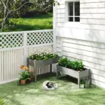 Outsunny 2 Tier Raised Garden Bed, Wooden Elevated Planter Box with Legs, Outdoor Plant Bed for Flowers Vegetables Herbs Gray - Image 2