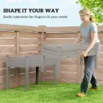 Outsunny 2 Tier Raised Garden Bed, Wooden Elevated Planter Box with Legs, Outdoor Plant Bed for Flowers Vegetables Herbs Gray - Image 6