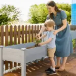 Outsunny 2 Tier Raised Garden Bed, Wooden Elevated Planter Box with Legs, Outdoor Plant Bed for Flowers Vegetables Herbs Gray - Image 9