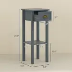 2-Tier Side Table Set of 2, with Drawer and Shelf, End Tables for Living Room, Hallway, Gray - Image 3