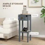 2-Tier Side Table Set of 2, with Drawer and Shelf, End Tables for Living Room, Hallway, Gray - Image 4