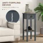 2-Tier Side Table Set of 2, with Drawer and Shelf, End Tables for Living Room, Hallway, Gray - Image 6