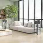 2-Tier Side Table Set of 2, with Drawer and Shelf, End Tables for Living Room, Hallway, Gray - Image 10