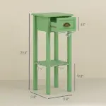 HOMCOM 2-Tier Side Table with Drawer and Shelf, End Table for Living Room and Hallway, Green - Image 3