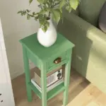 HOMCOM 2-Tier Side Table with Drawer and Shelf, End Table for Living Room and Hallway, Green - Image 7