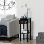 HOMCOM 2-Tier Side Table with Drawer, Narrow End Table for Space Saving, Slim Nightstand with Shelf Metal Knob for Living Room Hallway, Black - Image 13
