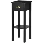 HOMCOM 2-Tier Side Table with Drawer, Narrow End Table for Space Saving, Slim Nightstand with Shelf Metal Knob for Living Room Hallway, Black - Image 14