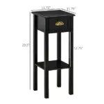 HOMCOM 2-Tier Side Table with Drawer, Narrow End Table for Space Saving, Slim Nightstand with Shelf Metal Knob for Living Room Hallway, Black - Image 3