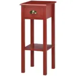 HOMCOM 2-Tier Side Table with Drawer Narrow End Table Red for Living Room Bedroom - Image 11