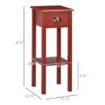 HOMCOM 2-Tier Side Table with Drawer Narrow End Table Red for Living Room Bedroom - Image 3