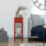 HOMCOM 2-Tier Side Table with Drawer Narrow End Table Red for Living Room Bedroom - Image 7
