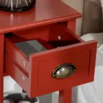 HOMCOM 2-Tier Side Table with Drawer Narrow End Table Red for Living Room Bedroom - Image 8