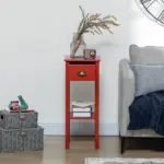 HOMCOM 2-Tier Side Table with Drawer Narrow End Table Red for Living Room Bedroom - Image 10