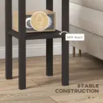 HOMCOM 2-Tier Side Table with Drawer Shelf, End Table for Living Room Hallway, Coffee - Image 5