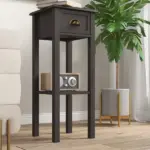 HOMCOM 2-Tier Side Table with Drawer Shelf, End Table for Living Room Hallway, Coffee - Image 8