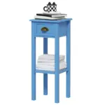 2-Tier Side Table with Drawer Shelf, End Table for Living Room Hallway, Light Blue