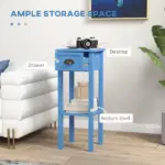 2-Tier Side Table with Drawer Shelf, End Table for Living Room Hallway, Light Blue - Image 4