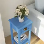 2-Tier Side Table with Drawer Shelf, End Table for Living Room Hallway, Light Blue - Image 7