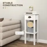 2-Tier Side Tables Set of 2 with Drawer and Shelf, 2 Pieces End Tables for Living Room and Hallway, White - Image 5