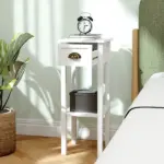 2-Tier Side Tables Set of 2 with Drawer and Shelf, 2 Pieces End Tables for Living Room and Hallway, White - Image 7