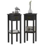 2-Tier Side Tables Set of 2 with Drawer Shelf, 2 Pieces End Tables for Living Room Hallway, Black - Image 11