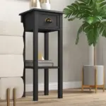 2-Tier Side Tables Set of 2 with Drawer Shelf, 2 Pieces End Tables for Living Room Hallway, Black - Image 8