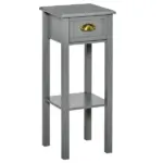 HOMCOM 2-Tier Tall Side Table, Night Stand Narrow Accent Table with Drawer and Bottom Shelf for Space Saving, for Living Room or Bedroom, Gray