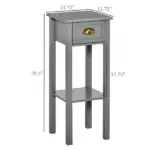 HOMCOM 2-Tier Tall Side Table, Night Stand Narrow Accent Table with Drawer and Bottom Shelf for Space Saving, for Living Room or Bedroom, Gray - Image 3