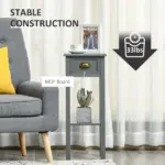 HOMCOM 2-Tier Tall Side Table, Night Stand Narrow Accent Table with Drawer and Bottom Shelf for Space Saving, for Living Room or Bedroom, Gray - Image 5