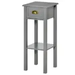 HOMCOM 2-Tier Tall Side Table, Night Stand Narrow Accent Table with Drawer and Bottom Shelf for Space Saving, for Living Room or Bedroom, Gray - Image 10