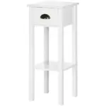 HOMCOM 2-Tier Tall Side Table with Drawer, Narrow End Table for Space Saving, Slim Nightstand with Shelf Metal Knob for Living Room Hallway, White - Image 11
