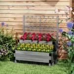 Outsunny 2-Tier Wooden Garden Box, with Legs and Metal Corners, Drainage Holes, Solid Wood for Vegetables, Flowers, Herbs, Gray - Image 2