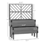 Outsunny 2-Tier Wooden Garden Box, with Legs and Metal Corners, Drainage Holes, Solid Wood for Vegetables, Flowers, Herbs, Gray - Image 3