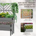 Outsunny 2-Tier Wooden Garden Box, with Legs and Metal Corners, Drainage Holes, Solid Wood for Vegetables, Flowers, Herbs, Gray - Image 4