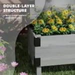 Outsunny 2-Tier Wooden Garden Box, with Legs and Metal Corners, Drainage Holes, Solid Wood for Vegetables, Flowers, Herbs, Gray - Image 5