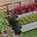 Outsunny 2-Tier Wooden Garden Box, with Legs and Metal Corners, Drainage Holes, Solid Wood for Vegetables, Flowers, Herbs, Gray - Image 8