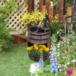 2-Tier Wooden Water Pump Fountain with Flower Box Base Durable Design for Garden Decor - Image 2
