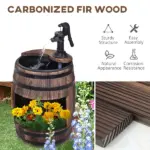 2-Tier Wooden Water Pump Fountain with Flower Box Base Durable Design for Garden Decor - Image 6