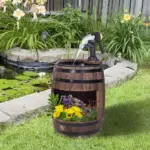 2-Tier Wooden Water Pump Fountain with Flower Box Base Durable Design for Garden Decor - Image 10