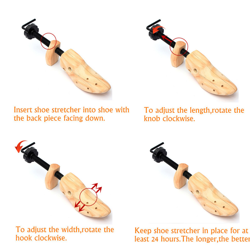 2 Pack Two Way Adjustable Wooden Shoe Stretchers for Men and Women