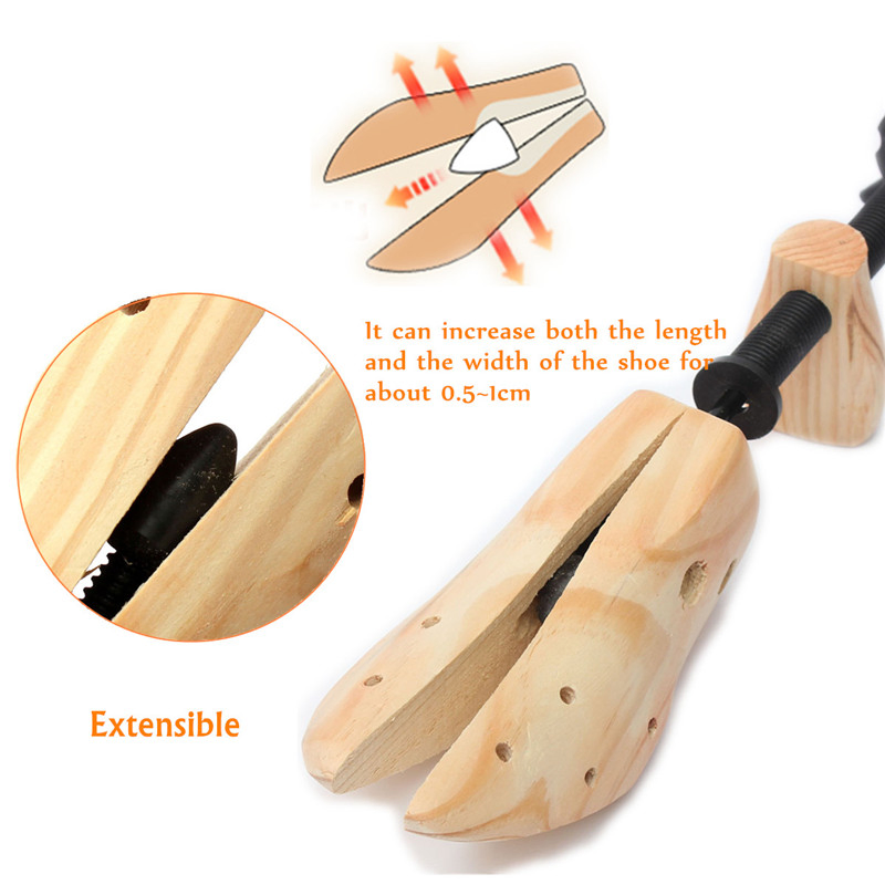 2 Pack Two Way Adjustable Wooden Shoe Stretchers for Men and Women
