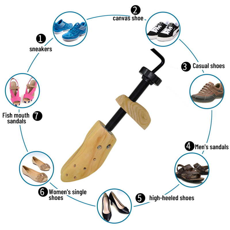 2 Pack Two Way Adjustable Wooden Shoe Stretchers for Men and Women