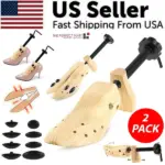 2 Pack Two Way Adjustable Wooden Shoe Stretchers for Men and Women