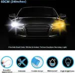 2 Pack 60cm White Amber Sequential LED DRL Turn Signal Strips - Image 6
