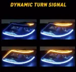 2 Pack 60cm White Amber Sequential LED DRL Turn Signal Strips - Image 8