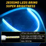 2 Pack 60cm White Amber Sequential LED DRL Turn Signal Strips - Image 9